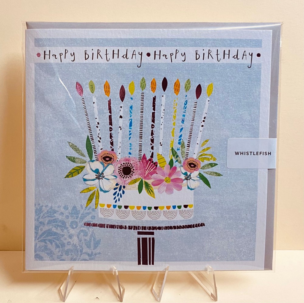 Whistlefish Greeting Card Birthday Cake 16x16cm | Farmyard Nurseries