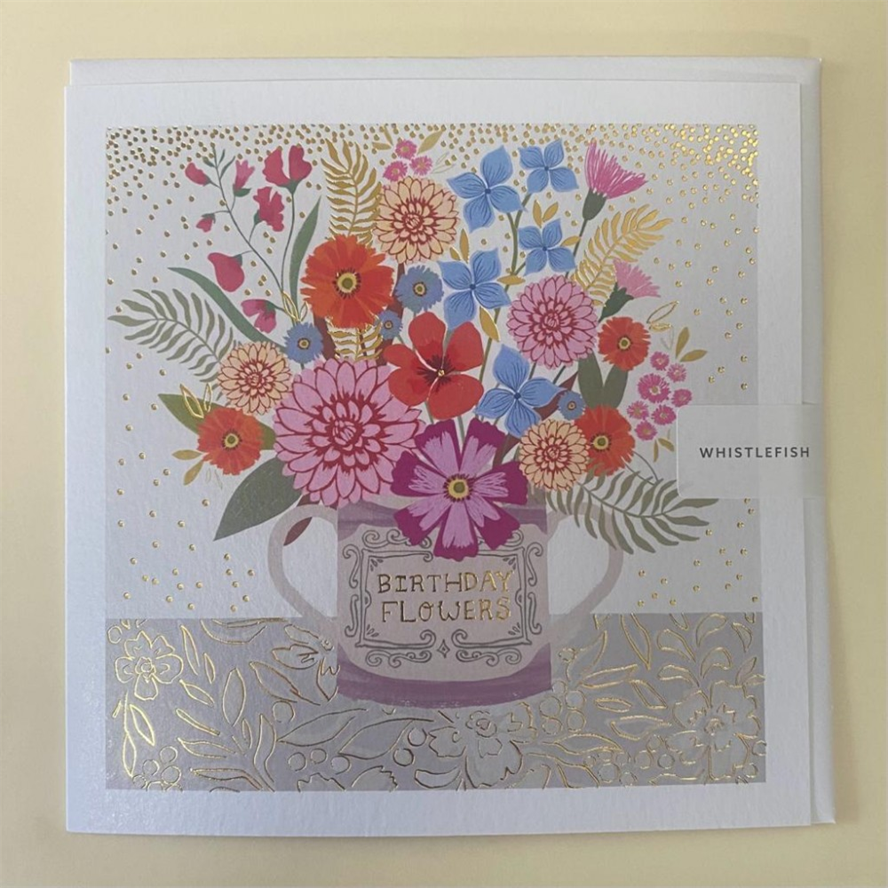 Whistlefish Greeting Card Birthday Flowers 16x16cm | Farmyard Nurseries