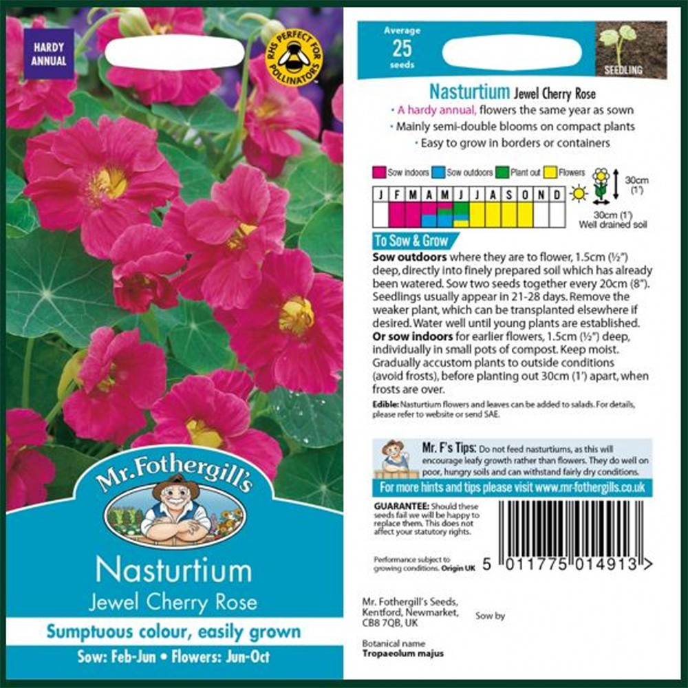 NASTURTIUM Jewel Cherry Rose | Farmyard Nurseries