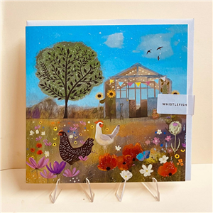 Whistlefish Greeting Card Garden Chickens 16x16cm