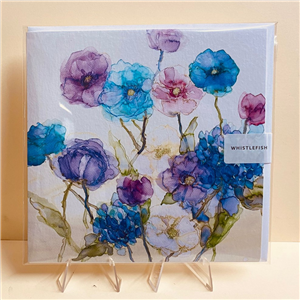 Whistlefish Greeting Card Poppies & Hydrangea 16x16cm