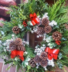 Wreath extra large snowy cones and ribbon